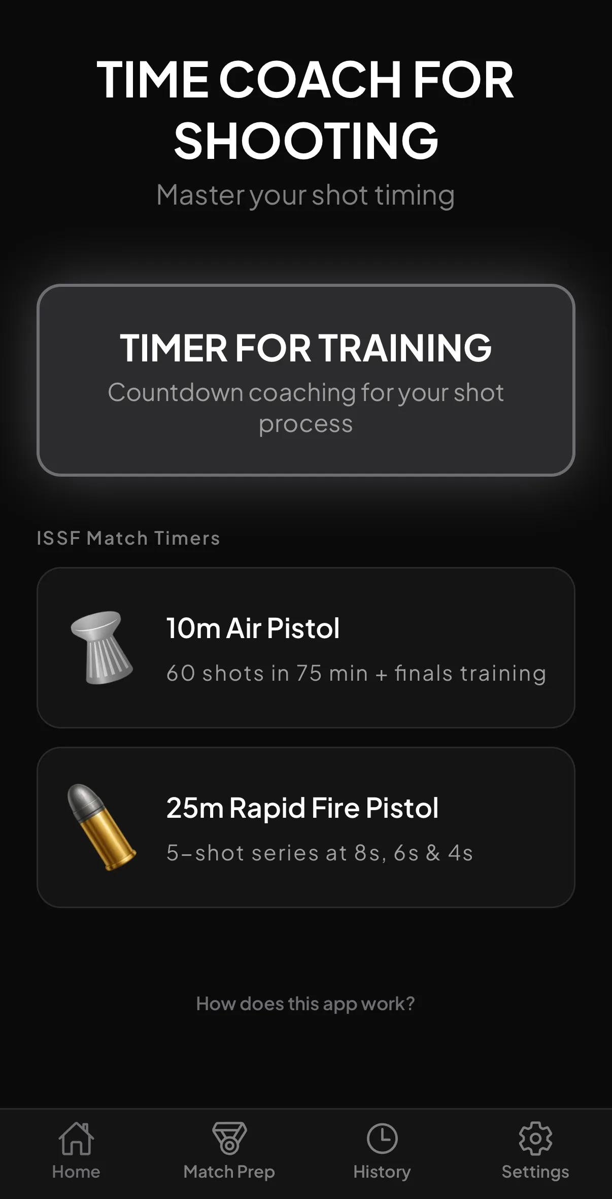 Time Coach for Shooting app home screen
